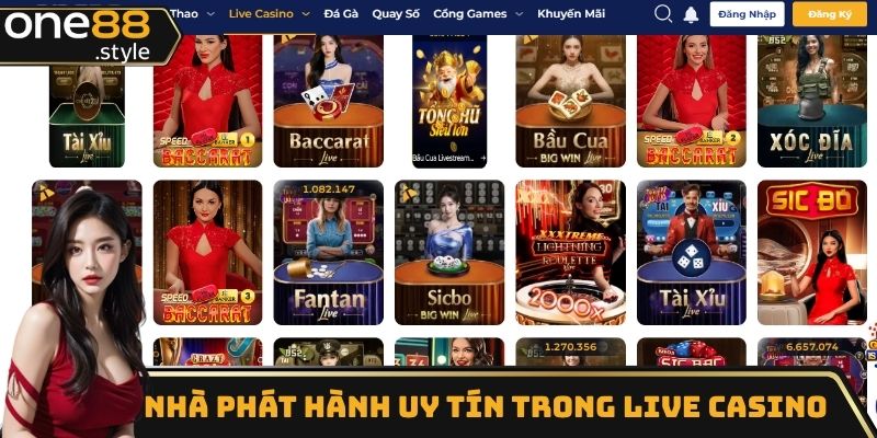 Nhà phát hành uy tín trong live Casino của nhà cái One88