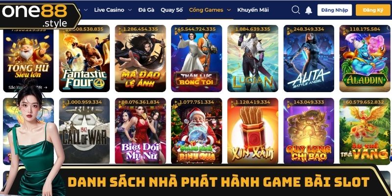 Danh sách nhà phát hành game bài slot đổi thưởng